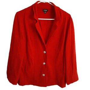 VTG Links Woman's Jacket MEDIUM Button-up V-Neck Long Sleeve Red Easy Care